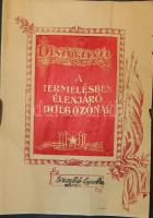 Szocialista nagyméretű díszoklevél a termelésben élenjáró dolgozónak (31x42cm)