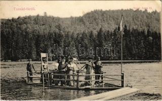Tusnád-fürdő, Baile Tusnad; Szent Anna tó lapátkerekes kompjárattal. Dragomán kiadása / ferry on the lake (EK)