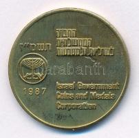 Izrael 1987. "Üdvözlet Izraelből" kétoldalas Cu emlékérem "Üdvözlet Jeruzsálem-Izrael...