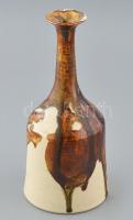 Olvashatatlan jelzéssel: Retró kerámia váza, csurgatott mázzal, hibátlan, m: 25 cm