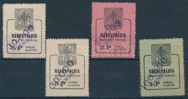 1946 Rákospalota 4 db különféle illetékbélyeg, az 1P-n a város betűje rövid (33.500)