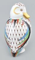 Hollógázi Garden mintás kacsa, kézzel festett porcelán, jelzett, hibátlan, 8,5cm