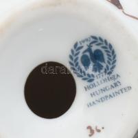 Hollógázi Garden mintás kacsa, kézzel festett porcelán, jelzett, hibátlan, 8,5cm