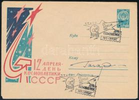 Jurij Alekszejevics Gagarin (1934-1968) szovjet űrhajós autográf aláírása alkalmi borítékon / Autograph signature of Yuriy Alekseyevich Gagarin (1934-1968) Soviet astronaut on special cover