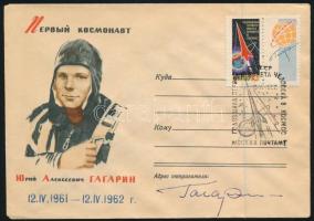 Jurij Alekszejevics Gagarin (1934-1968) szovjet űrhajós autográf aláírása alkalmi borítékon / Autograph signature of Yuriy Alekseyevich Gagarin (1934-1968) Soviet astronaut on special cover