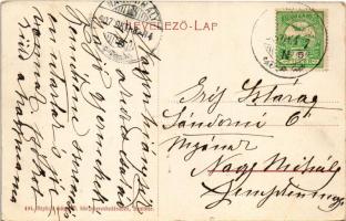 1907 Szatmárnémeti, Satu Mare; Deák tér, Mertz István, Lengyel Imre és Halász Mór üzlete / square, s...