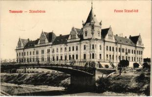 1909 Temesvár, Timisoara; Józsefváros, Ferenc József híd, Arany Horgony Kávéház / Iosefin, bridge, cafe