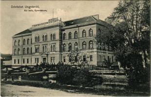 1908 Ungvár, Uzshorod, Uzhhorod, Uzhorod; Kir. katolikus gimnázium. Steinfeld Dezső kiadása / school