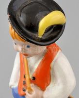 Komlós testvérek Budapest: Fiú. Mázas kerámia jelzett, csorba. m: 20 cm