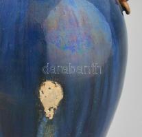 Komlós testvérek Budapest: Váza. Mázas kerámia jelzett, mázhibával, kis lepattanással. m: 31 cm