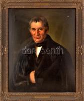 Jelzés nélkül, XIX. sz.: Férfi portré. Olaj, vászon, kartonra kasírozva. Sérült. Dekoratív fakeretben. 69x55 cm