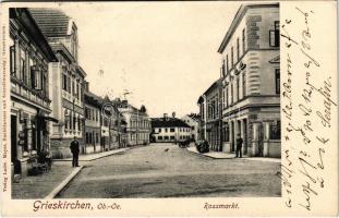 1907 Grieskirchen, Rossmarkt / street with shops