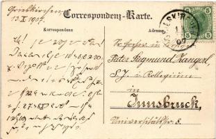 1907 Grieskirchen, Rossmarkt / street with shops