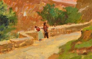 Carlo Brancaccio (1861-1920): Nápoly környéki táj. Olaj, vászon, jelezve balra lent. Dekoratív, régi...