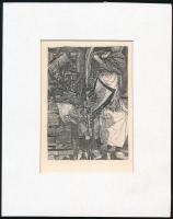 Kondor Béla (1931-1972): Az ördög. Rézkarc, papír, jelzés nélkül, paszpartuban, 11×8 cm