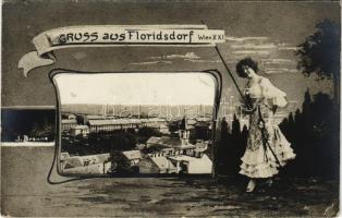 1907 Wien, Vienna, Bécs XXI. Floridsdorf. Gruss aus montage (EK)
