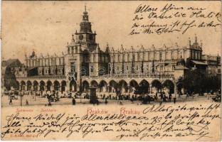 1902 Kraków, Krakkó, Krakau; Sukiennice / Tuchhalle / cloth hall, market (fl)