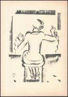 Molnár C. Pál (1894-1981): Telefonos kisasszony. Kis szériás ofszet, papír, kissé foltos, 29,5×21 cm