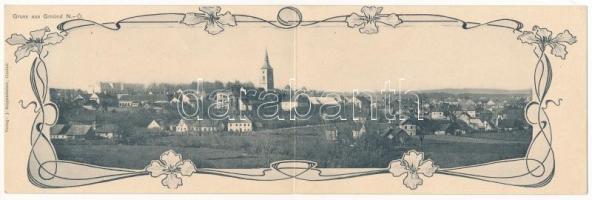 190 Gmünd. Verlag J. Koppensteiner Art Nouveau, floral - 2-tiled folding panoramacard