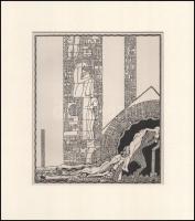 Kozma Lajos (1884-1948): Város. Cinkográfia, papír, jelzett a cinkográfián, paszpartuban, 19,5×16,5 cm