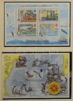 Térkép motívum gyűjtemény albumban, benne sorok és blokkok az egész világból. Főleg postatiszta anya...