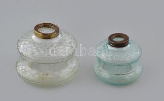 2 db üveg petróleumlámpa test, m: 7,5 - 9,5 cm
