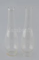 2 db üveg petróleumlámpa cilinder, m: 22,5 cm