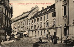 1912 Graz, Annenstrasse (Konvent der Barmherzigen Brüder) / street, shop of Spitzer, tram, road construction (EK)