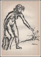 Rippl-Rónai József (1861-1927): Akt. Cinkográfia, papír, jelzett a cinkográfián, paszpartuban, 23×16...