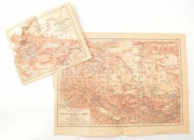 1908 Sven Hedin tibeti utazásának térképe 50x40 cm + egy kisebb sérült