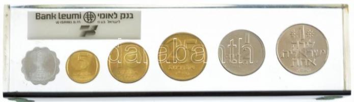 Izrael 1960-1979. 1a - 1L (6xklf) forgalmi összeállítás lezárt Bank Leumi műgyantás keretben T:2 Israel 1960-1979. 1 Agorah - 1 Lira (6xdiff) coin set in sealed Bank Leumi synthetic resin frame C:XF
