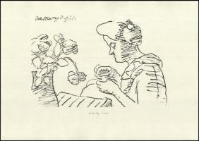 Vaszary János (1867-1939): Vázlatok, 4 db nyomat, papír, jelzett a nyomaton, 26×29 cm