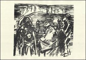 Vaszary János (1867-1939): Vázlatok, 4 db nyomat, papír, jelzett a nyomaton, 26×29 cm