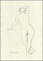 Vaszary János (1867-1939): Vázlatok, 4 db nyomat, papír, jelzett a nyomaton, 26×29 cm