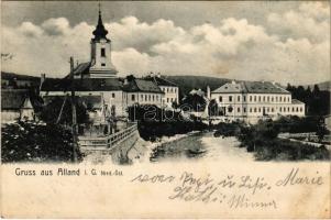 1905 Alland, Gasthof zum Löwen / general view, church, inn, hotel (fl)