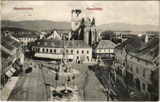 1908 Neunkirchen, Hauptplatz / main square, shops. Verlag Julius Seiser (EB)