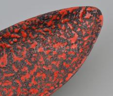 Pesthidegkúti kerámia gyár, Olvashatatlan jelzéssel: Rücskös, retró kerámia tál, hibátlan, 30x12 cm