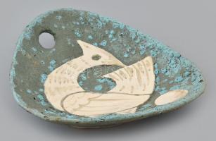 Retró madaras kerámia tányér, 1960 körül, jelzés nélkül, hibátlan, d: 28 cm