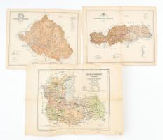 cca 1910 3 db vármegye térkép vegyes állapotban 20x30 cm