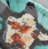 BR jelzéssel: Retró kerámia tál üveg mázakkal, hibátlan, d: 26 cm