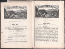 1914 A Turisták Lapja 4 db száma, egyikben Tihany kihajtható színes térképével, kettő borító nélkül