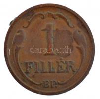1926-1939. 1f bronz, bronz malac-rátéttel, szerencsepénzzé alakítva T:2