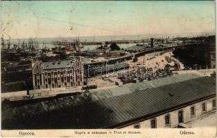1908 Odessa, Odesa; Port et douane / port and customs, market, horse-drawn tram (Rb)