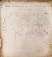 1916 Ezüst cigarettatárca a Központi Hatalmak zománc címereivel, arany lap berakással (18k). Belül e...