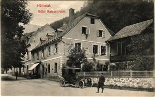 1907 Höllental, Hotel Kaiserbrunn, automobile