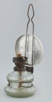 Üveg testű petróleumlámpa, cilinder nélkül, m: 21 cm