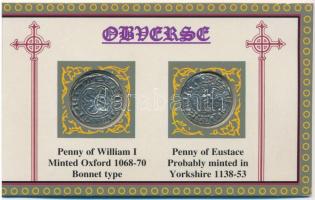 Anglia 1068-1153. 2db középkori érme modern replikája eredeti csomagolásban T:1 England 1068-1153. 2pcs of medieval modern replica coins in original packaging C:UNC