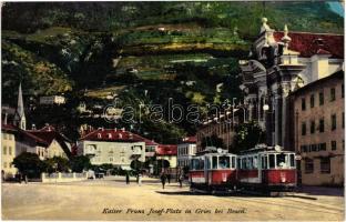 1909 Bolzano, Bozen (Südtirol); Kaiser Franz Josef-Platz in Gries bei Bozen / square, street view, tram (EK)
