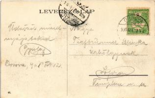 1908 Orsova, Duna part, uszály, török férfiak / Donai Quai / Danube riverside, barge, Turkish men