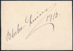 Blaha Lujza (1850-1926) színésznő aláírása papírlapon, mellékelve egy őt ábrázoló képeslap